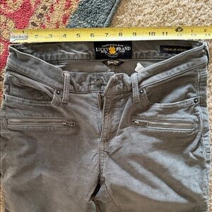 Lucky Brand Olive Gray Charlie Skinny Jeans with Front Zip Details